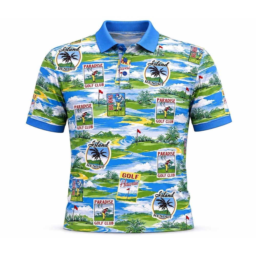 Big Dogs Polo Shirt XL GOLF PALM TREES HAWAIIAN ALOHA BEACH VACATION